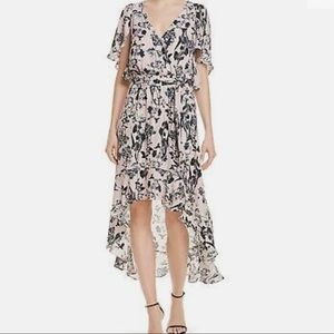 Parker Womens Demi Floral A-line High-Low Dress, Pink, Medium